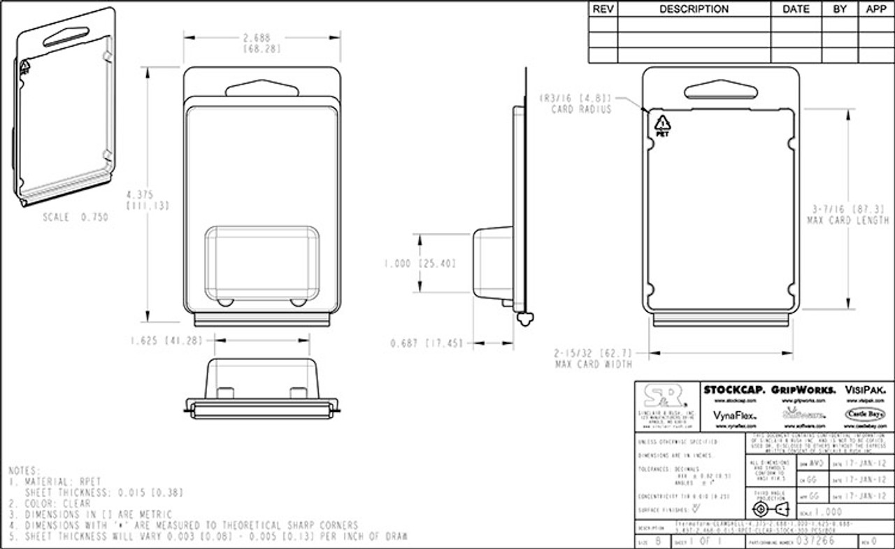 037266 - Stock Clamshell Packaging Technical Drawing